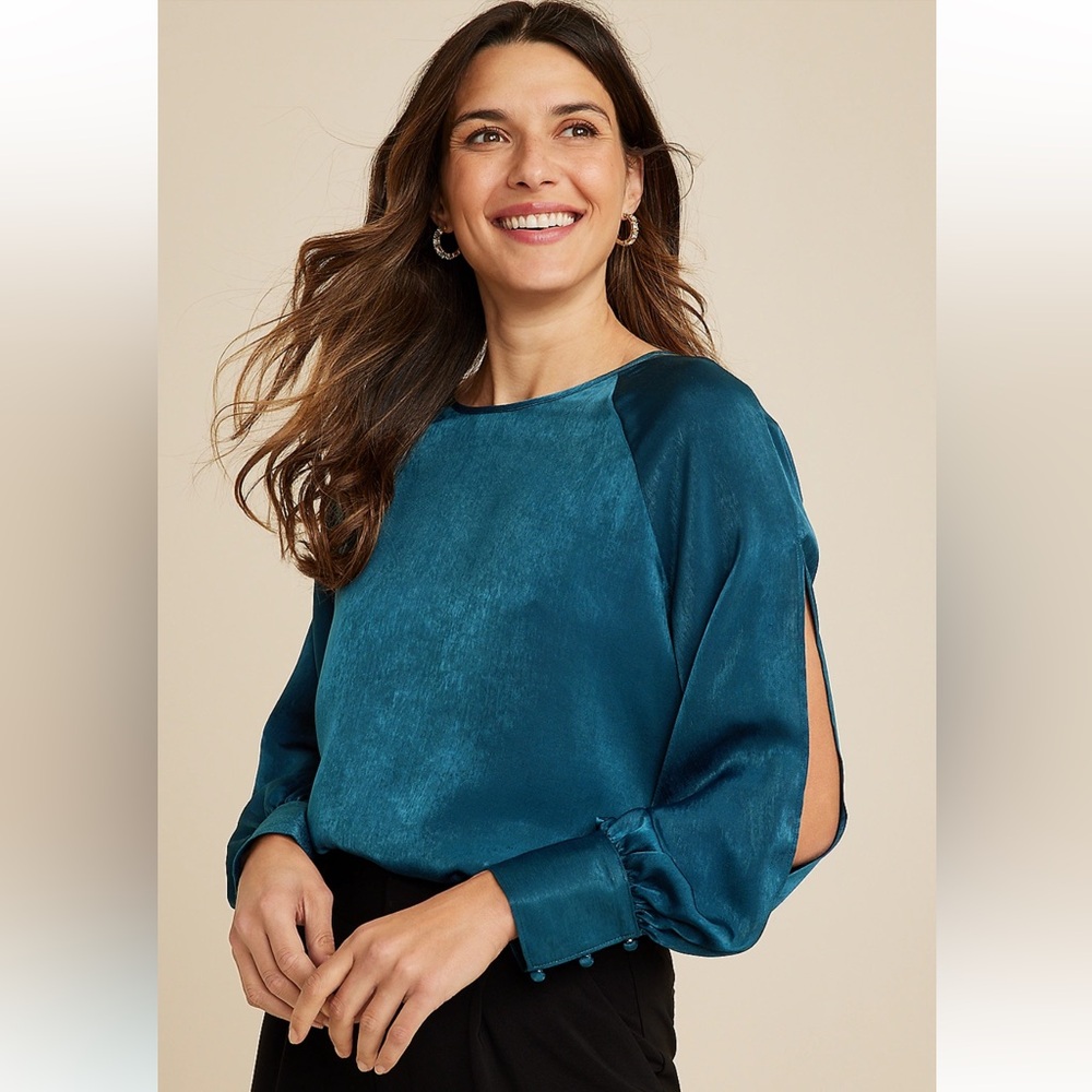 Maurices Plus Size 2X Fallon Satin Blouse NWT